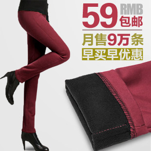 包邮 秋冬季加绒加厚打底裤女士大码显瘦铅笔裤抓绒保暖裤女裤子