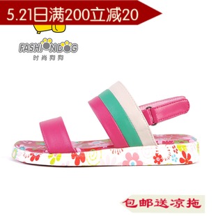  时尚狗狗夏新款 韩版公主鞋 拼接女童儿童凉鞋平底童鞋 5722-343