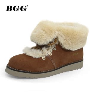  BGG 雪地靴 牛皮短靴 英伦风马丁靴复古短筒女靴子 5801