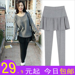  假两件打底裤裙裤 女秋冬季加绒加厚打底裤 女士冬天显瘦包臀韩版