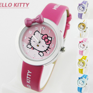  特价 正品可爱儿童手表女孩KT猫学生手表女童手表 韩国皮带kitty