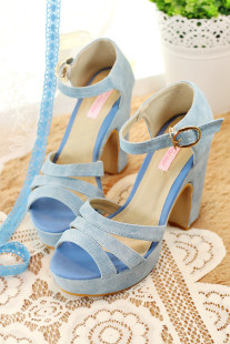  VIVI人气新款 清新糖果色简约百搭欧美复古风罗马凉鞋高跟女鞋