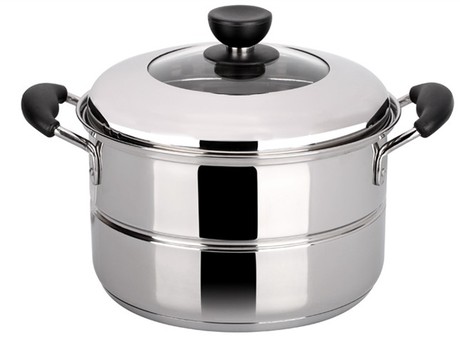 奥氏体304不锈钢小蒸锅德国工艺超厚单层汤锅