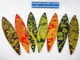 泰国手工彩绘般若叶形书签学习商务办公毕业礼