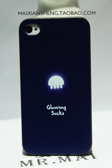 可爱发光水母 iphone4/4s保护套 苹果手机壳 正品 个性 创意硬壳