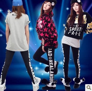 街舞hiphop嘻哈伦打底裤<em>女</em>宽松<em>上衣</em>韩版<em>潮流</em>运