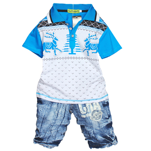  B15童装男童夏装新款韩版原创中童纯棉短袖t恤儿童套装特价