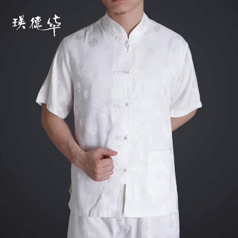 Ying Tak Wah new men's casual clothing short sleeve men's costumes men's casual Chinese clothing spring clothing