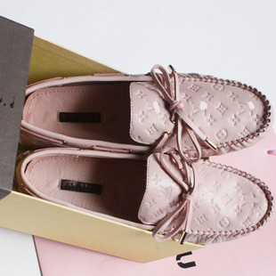  欧洲站新款单鞋豆豆鞋真皮 休闲欧美L家英伦平底平跟深口鞋女鞋子