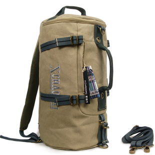  新潮代旅行包手提单肩双肩包 多功能帆布运动包 男圆桶包旅游背包