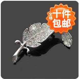  1072 饰品厂批发 霹雳 鬼鬼最爱羽毛胸针 树叶胸针