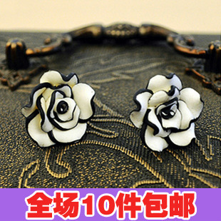 0285 10件包邮 软底多层花瓣花朵 玫瑰耳钉 耳环 耳饰 小饰品批发