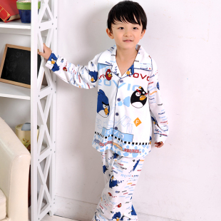  春款 儿童睡衣 男孩 长袖 愤怒的小鸟 纯棉可爱男童家居服套装
