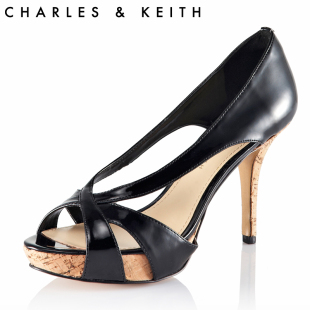  Charles&Keith女式热卖艺术镂空鱼嘴防水台高跟凉鞋CK1-60360467