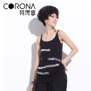  CORONA珂罗娜夏装新品吊带衫休闲性感挂脖小背心吊带