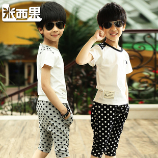  童装 男童夏装新款儿童短袖运动套装小孩休闲衣服韩版tzB3613