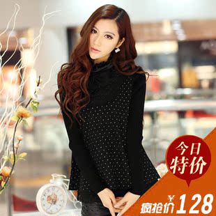  新款春装韩版毛衣针织衫蕾丝花边 打底衫 女装娃娃衫宽松小衫