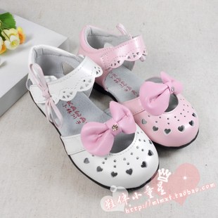  女童凉鞋儿童皮鞋半凉鞋镂空小林川子女童皮鞋公主鞋牛皮韩版