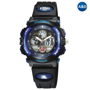  百圣牛正品电子表男学生户外登山表儿童手表男孩女双显防水表048G