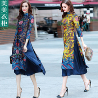 改良旗袍盘扣秋冬长袖-连衣裙秋2017春季原创