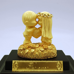  绒沙金KISS娃娃 创意生日/结婚礼物 新婚庆家居装饰 时尚实用摆件