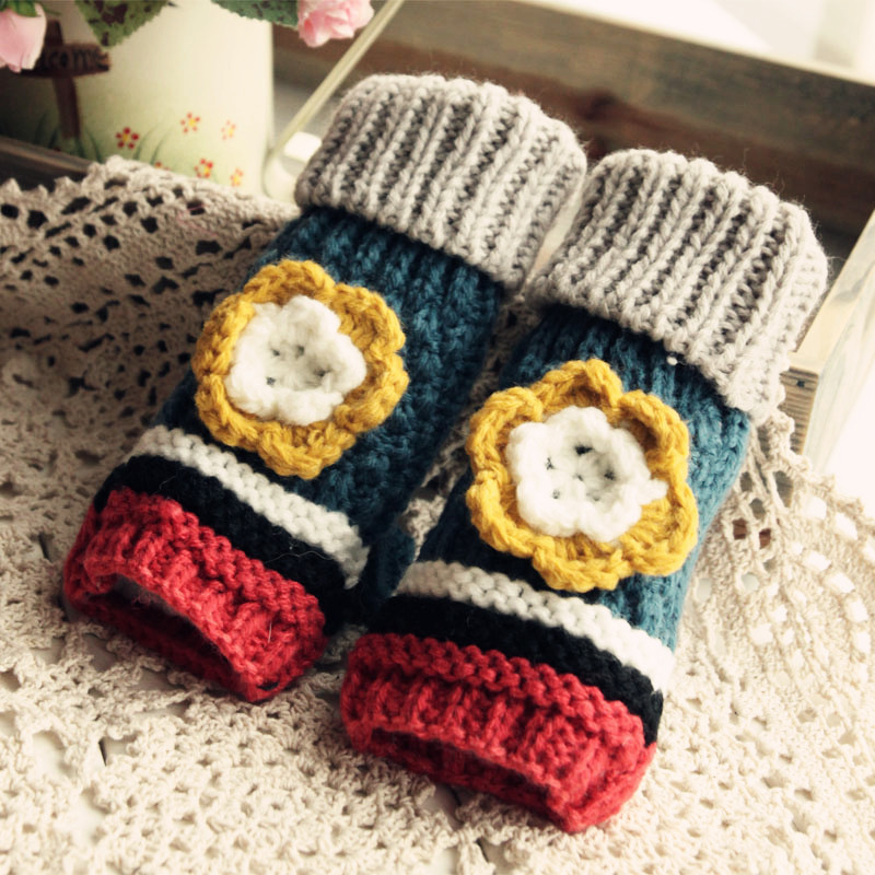 手工花朵针织毛线...