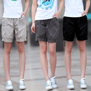  包邮夏季女韩版休闲高腰直筒宽松五分裤松紧头短裤热裤大码运动裤