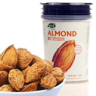 【新农哥】坚果零食特产 椒盐奶香美国大杏仁 笑口巴旦木318g罐装