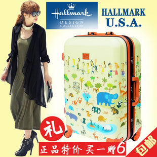  美国贺曼Hallmark动物园拉杆箱可爱万向轮铝框女旅行箱特价包邮
