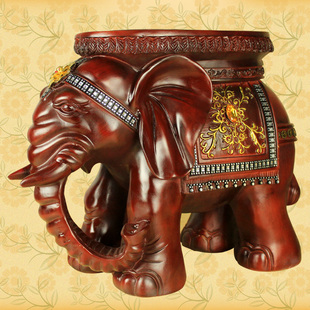  泰国大象换鞋凳子特大号树脂工艺品仿实木雕摆件春节乔迁开业礼物