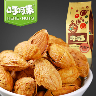  呵呵果 壳杏仁坚果零食特产 薄壳巴旦木 奶香美国大杏仁225g