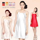 ladybox仿真丝纯白色/灰色/黑色/红色17色入衬裙打底裙连衣吊带裙