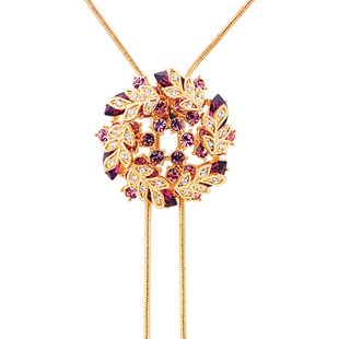 橄榄花朵水晶毛衣链...