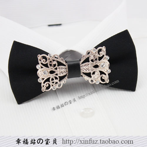 fashion man Unique Bowtie three-dimensional Metal decorative pattern Mosaic business affairs host bow Plain black tiein the Accessories/Leather belt/Hat/Muffler , Collar accessories , Tie category - from Buy2taobao.com to provide professional Taobao agent buy service