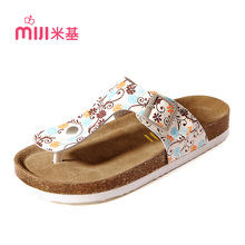 Mickey couple new summer sandals flip flops women leather flat sandals cork female tx-4