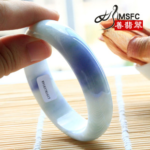  紫罗兰翡翠手镯子玉镯/缅甸玉石冰糯种天然a货老坑阳绿带证书正品