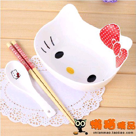 hello kitty 大号陶瓷碗餐具 泡面碗创意个性套装麦片面碗配勺筷 hello kitty 大号陶瓷碗餐具 泡面碗创意个性套装麦片面碗配勺筷