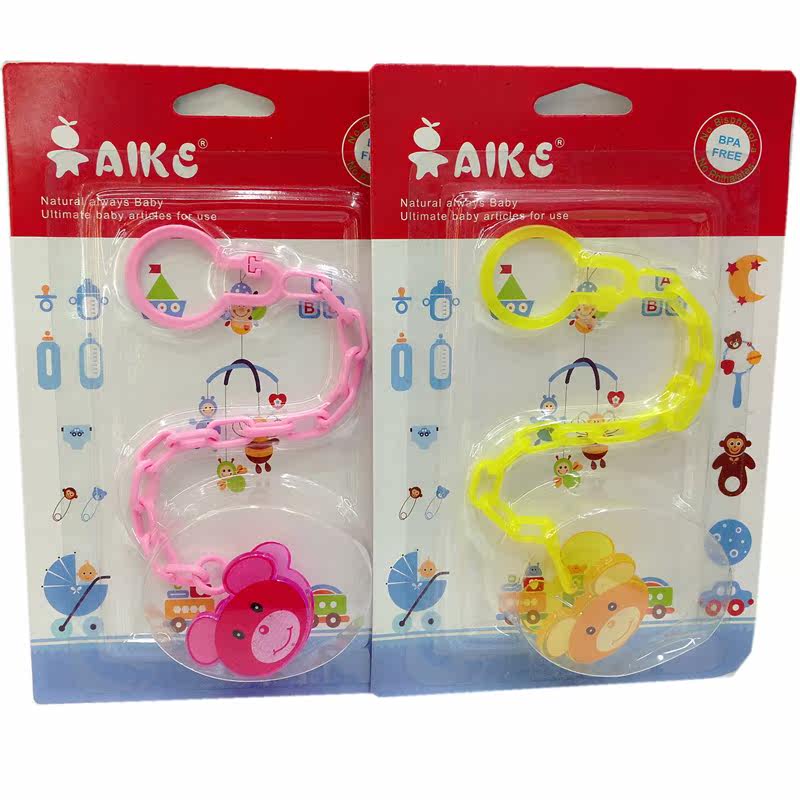 AIKE爱可卡通造型咬咬乐安抚水果奶嘴玩嘴链