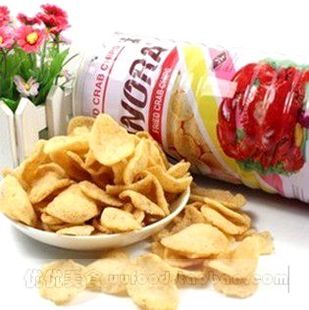  M 泰国进口【香脆蟹片】铁桶装 100(260)g 媲美虾片 膨化食品