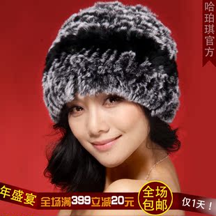  哈珀琪冬季新款獭兔毛皮草帽子兔毛帽子女冬韩版女帽密织