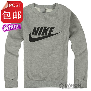  耐克/nike 秋冬新款男士运动卫衣 男女抓绒加厚圆领套头情侣卫衣