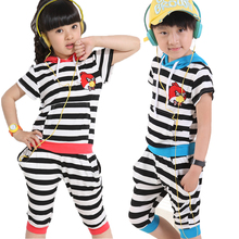 [Amoy] cattle products Kids girls 2013 summer new children's clothing boys sports and leisure suit