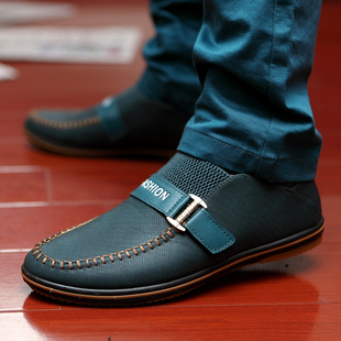  新款男士搭扣潮鞋韩版透气板鞋英伦时尚男鞋休闲鞋低帮套脚鞋
