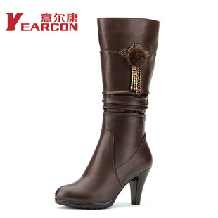 意尔康冬新真皮 侧拉链时尚流苏 气质女靴子 28ZM2Q960W6Y