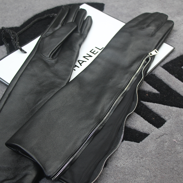 High fixed men and women have more cash than can be accounted for zipper Leather gloves Pure sheepskin The whole skin Arm sleeve 4550cm Thick winterin the Accessories/Leather belt/Hat/Muffler , Gloves category - from Buy2taobao.com to provide professional Taobao agent buy service