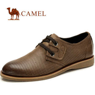  camel 骆驼男鞋 真皮打孔透气 舒适韩版时尚潮流 日常休闲 夏