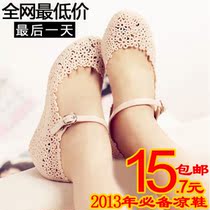 坡跟凉鞋 夏季 鞋子 女 沙滩鞋果冻水晶高跟女鞋 洞洞鸟巢鞋包邮