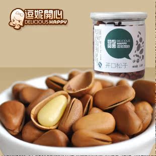  【逗妮开心 开口松子】坚果炒货 东北开口松子 218g 罐装