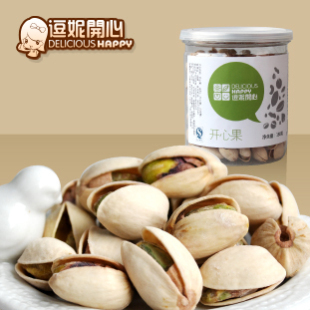  【逗妮开心_开心果】坚果炒货 绝无漂白 手剥开心果188g罐