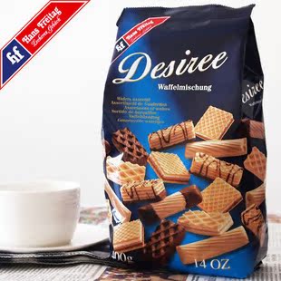  冲钻特卖进口休闲食品德国汉斯狄爱怡食品 混装华夫 饼干400g